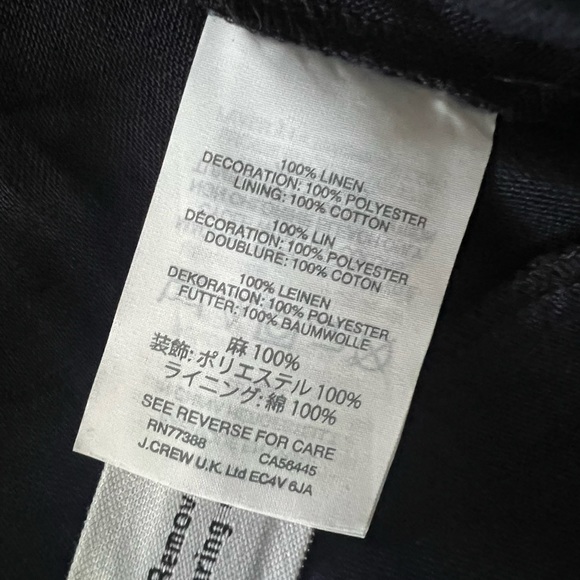 J Crew Navy Linen Sleeveless Blouse with Rows of Fringe. - Picture 5 of 7